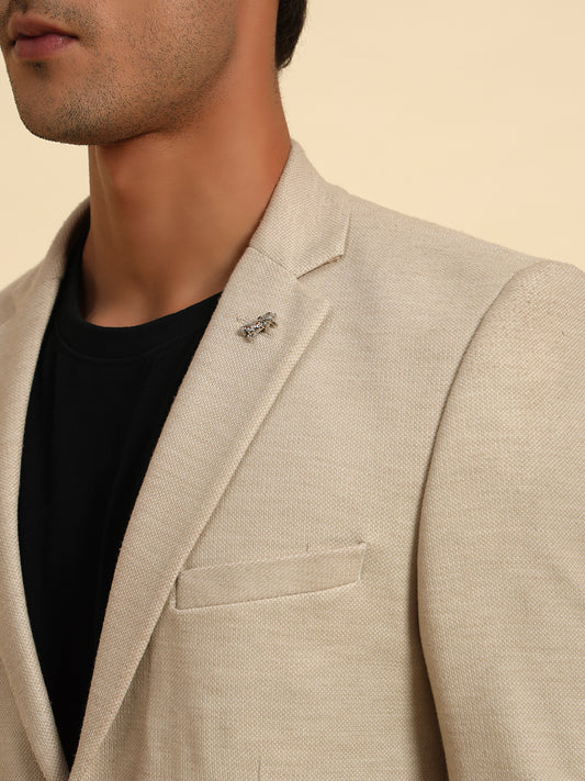 Blazer for Men | Premium Casual Blazer Slim Fit Notched Collar Terry Rayon Fabric Self Design Pattern