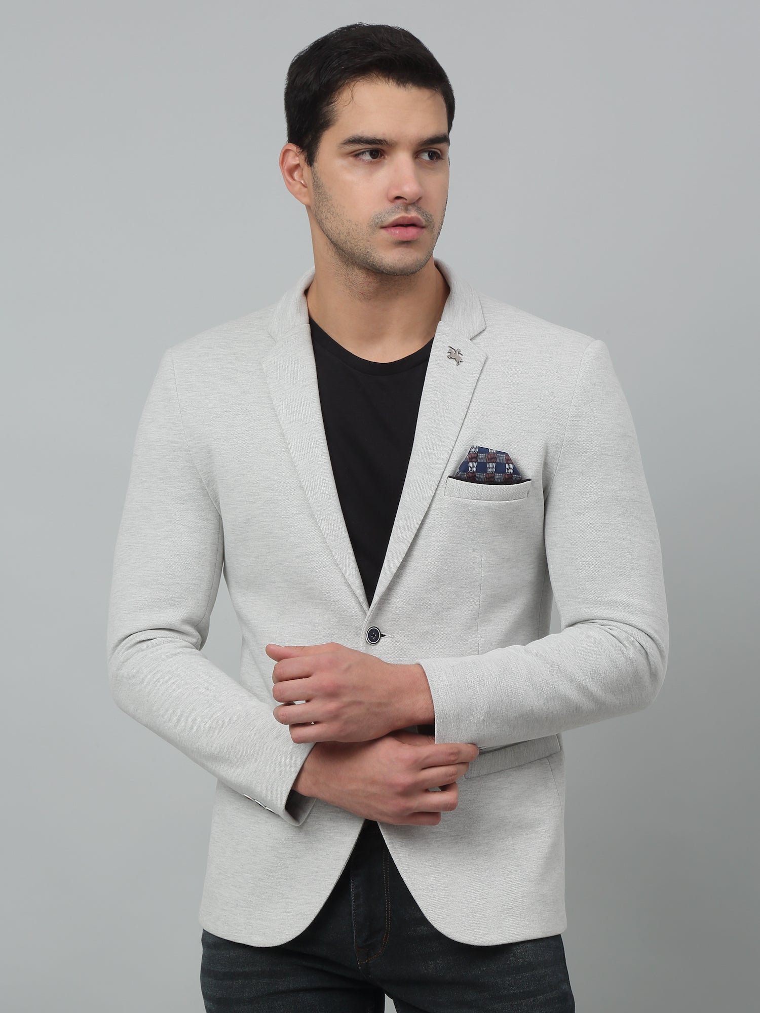 Blazer for Men Premium Casual Blazer Slim Fit Notched Collar Polyester Fabric Solid Pattern