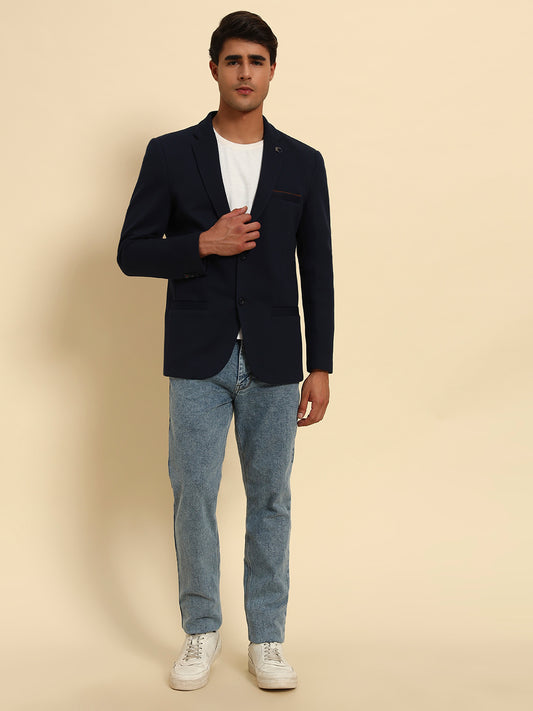 Blazer for Men | Premium Casual Blazer Slim Fit Notched Collar Polyester Fabric Solid Pattern