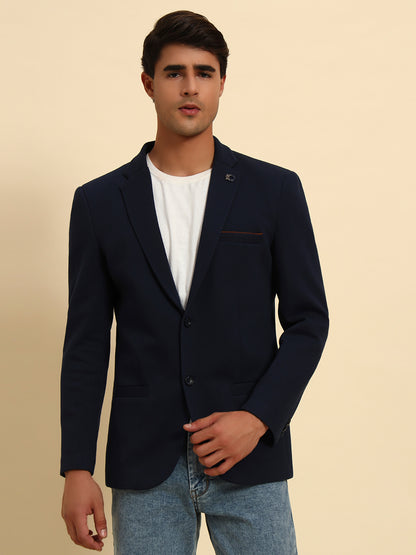 Blazer for Men | Premium Casual Blazer Slim Fit Notched Collar Polyester Fabric Solid Pattern