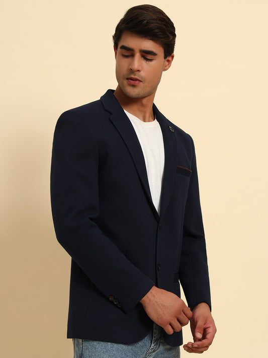 Blazer for Men | Premium Casual Blazer Slim Fit Notched Collar Polyester Fabric Solid Pattern