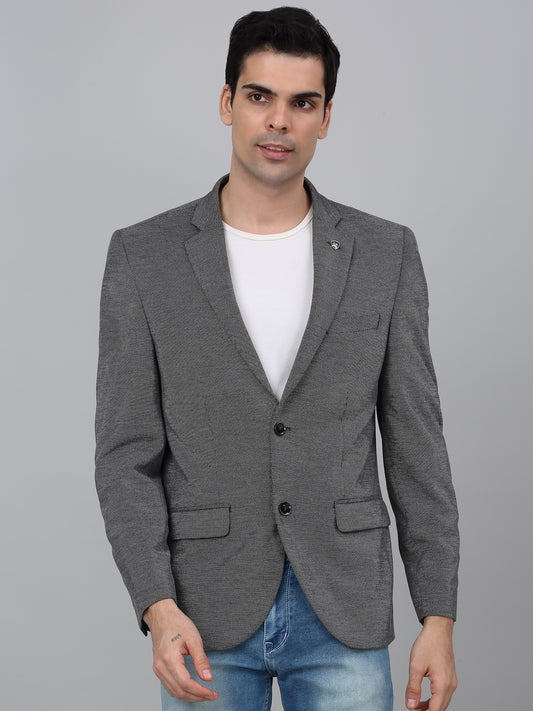 Blazer for Men | Premium Casual Blazer Slim Fit Notched Collar Poly Viscose Fabric Self Design Pattern
