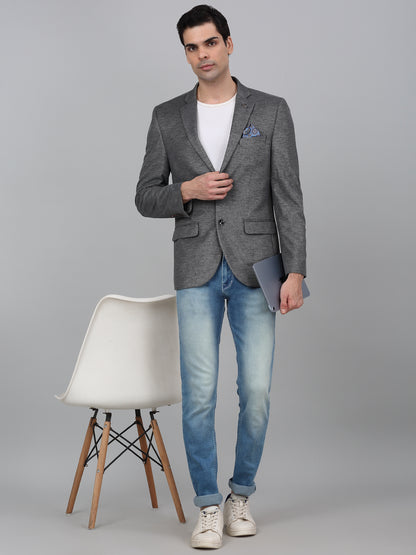 Blazer for Men | Premium Casual Blazer Slim Fit Notched Collar Poly Viscose Fabric Self Design Pattern