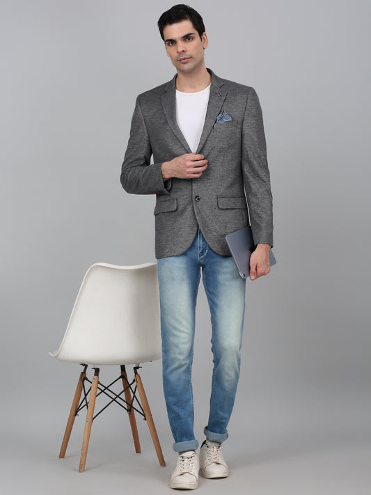 Blazer for Men | Premium Casual Blazer Slim Fit Notched Collar Poly Viscose Fabric Self Design Pattern