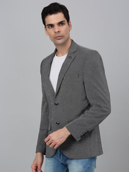 Blazer for Men | Premium Casual Blazer Slim Fit Notched Collar Poly Viscose Fabric Self Design Pattern