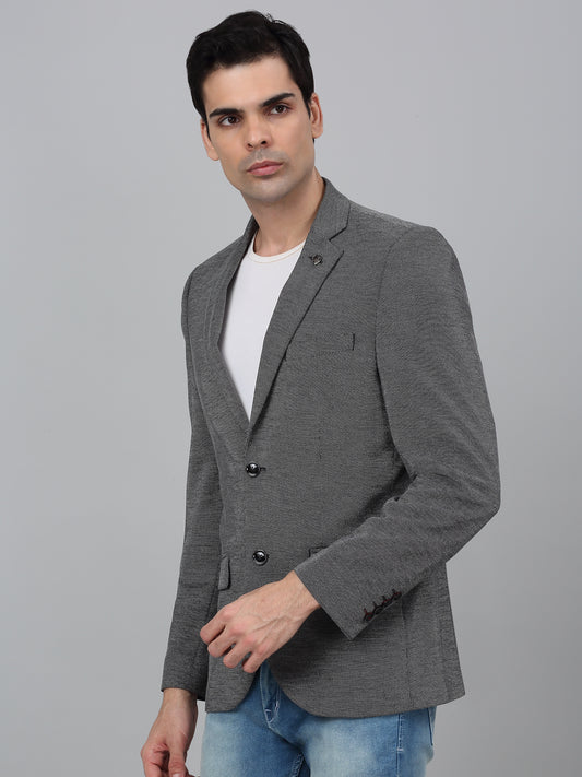 Blazer for Men | Premium Casual Blazer Slim Fit Notched Collar Poly Viscose Fabric Self Design Pattern