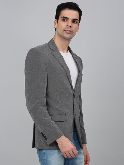 Blazer for Men | Premium Casual Blazer Slim Fit Notched Collar Poly Viscose Fabric Self Design Pattern