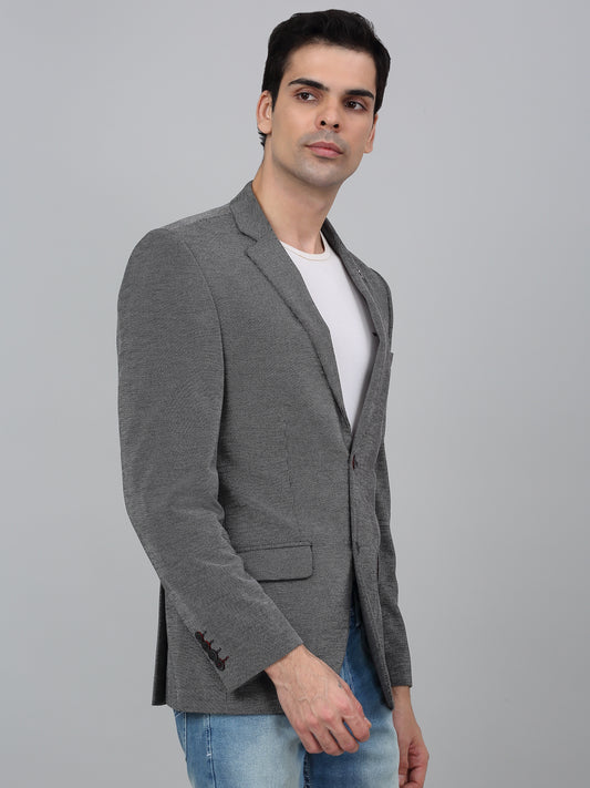 Blazer for Men | Premium Casual Blazer Slim Fit Notched Collar Poly Viscose Fabric Self Design Pattern