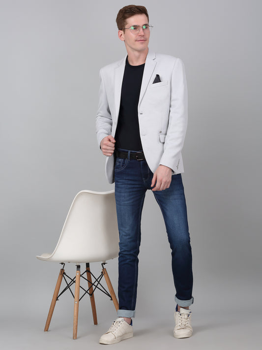 Blazer for Men | Premium Casual Blazer Slim Fit Notched Collar Terry Rayon Fabric Self Design Pattern