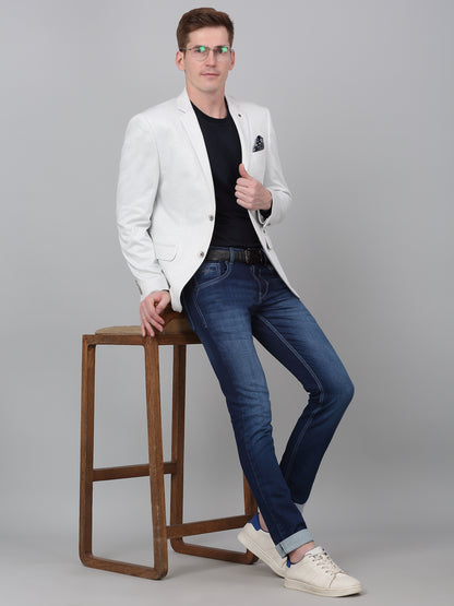 Blazer for Men | Premium Casual Blazer Slim Fit Notched Collar Terry Rayon Fabric Self Design Pattern