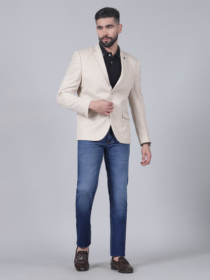 Blazer for Men | Premium Casual Blazer Slim Fit Notched Collar Terry Rayon Fabric Self Design Pattern