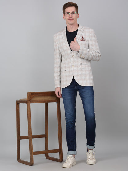 Blazer for Men | Premium Casual Blazer Slim Fit Notched Collar Terry Rayon Fabric Checkered Pattern