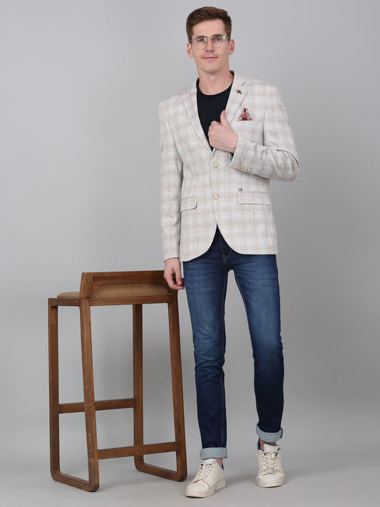 Blazer for Men | Premium Casual Blazer Slim Fit Notched Collar Terry Rayon Fabric Checkered Pattern