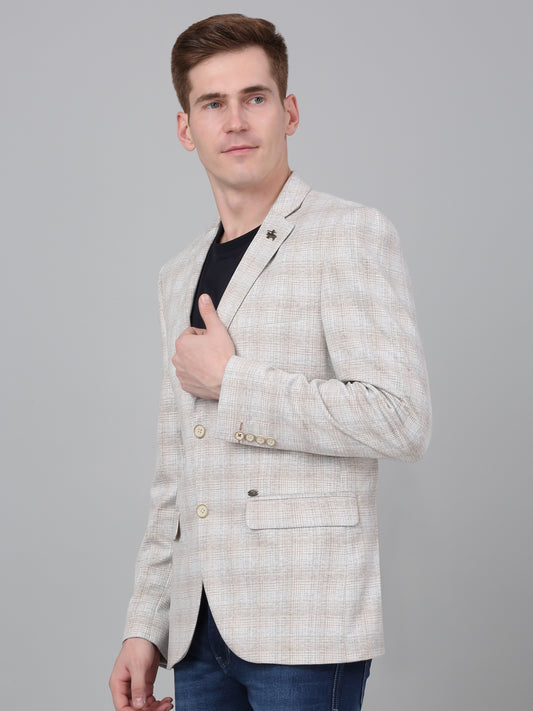Blazer for Men | Premium Casual Blazer Slim Fit Notched Collar Terry Rayon Fabric Checkered Pattern