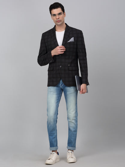 Blazer for Men | Premium Casual Blazer Slim Fit Notched Collar Terry Rayon Fabric Checkered Pattern