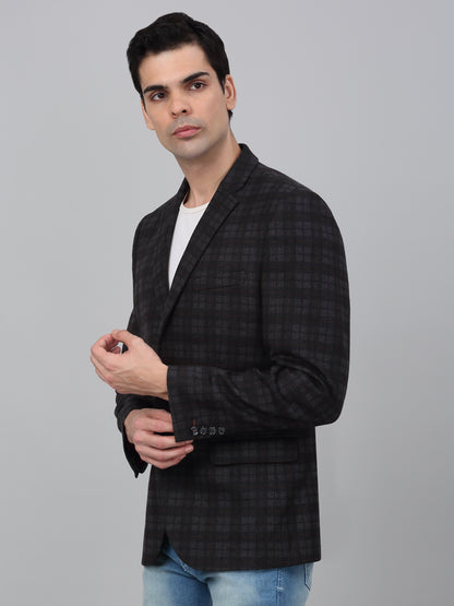 Blazer for Men | Premium Casual Blazer Slim Fit Notched Collar Terry Rayon Fabric Checkered Pattern