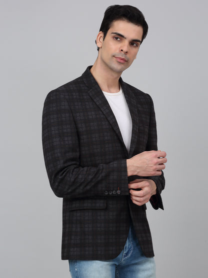 Blazer for Men | Premium Casual Blazer Slim Fit Notched Collar Terry Rayon Fabric Checkered Pattern