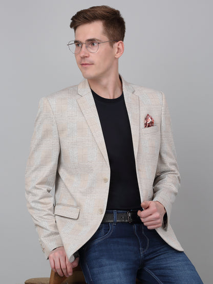 Blazer for Men | Premium Casual Blazer Slim Fit Notched Collar Terry Rayon Fabric Checkered Pattern