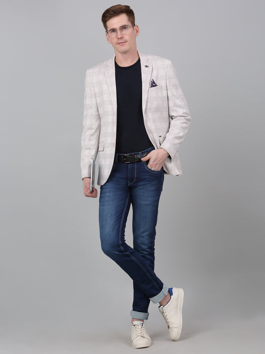 Blazer for Men | Premium Casual Blazer Slim Fit Notched Collar Terry Rayon Fabric Checkered Pattern