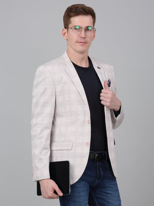Blazer for Men | Premium Casual Blazer Slim Fit Notched Collar Terry Rayon Fabric Checkered Pattern