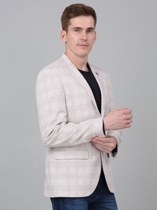 Blazer for Men | Premium Casual Blazer Slim Fit Notched Collar Terry Rayon Fabric Checkered Pattern