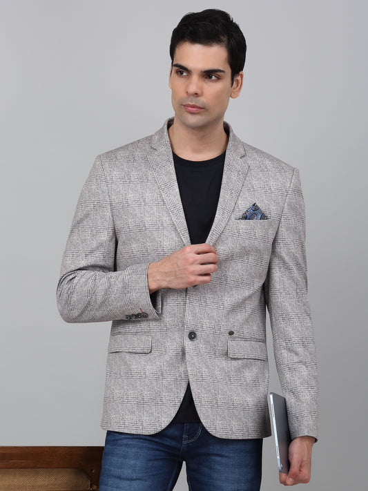 Blazer for Men | Premium Casual Blazer Slim Fit Notched Collar Poly Viscose Fabric Checkered Pattern