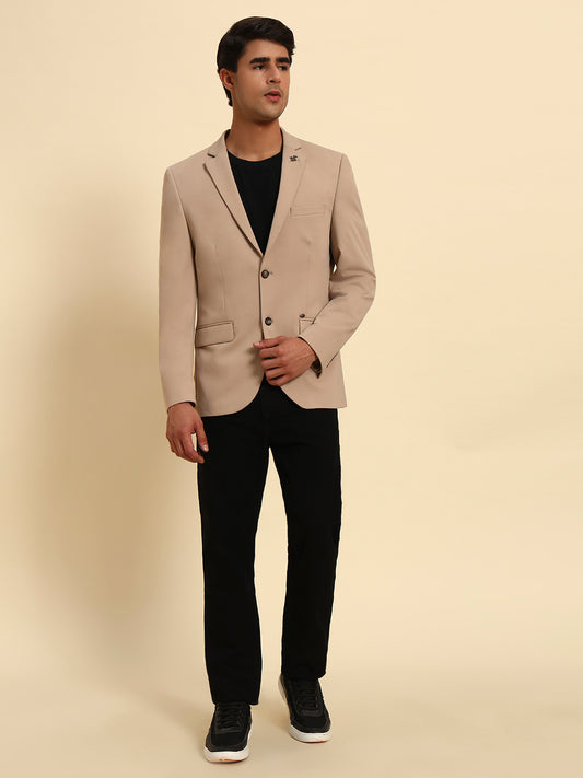 Blazer for Men | Premium Casual Blazer Slim Fit Notched Collar Polyester Fabric Solid Pattern