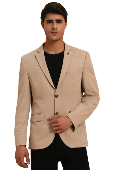 Blazer for Men | Premium Casual Blazer Slim Fit Notched Collar Polyester Fabric Solid Pattern