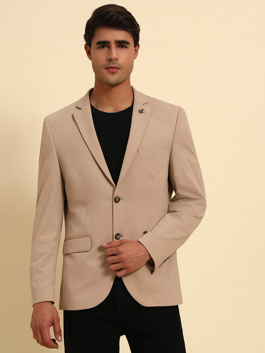 Blazer for Men | Premium Casual Blazer Slim Fit Notched Collar Polyester Fabric Solid Pattern