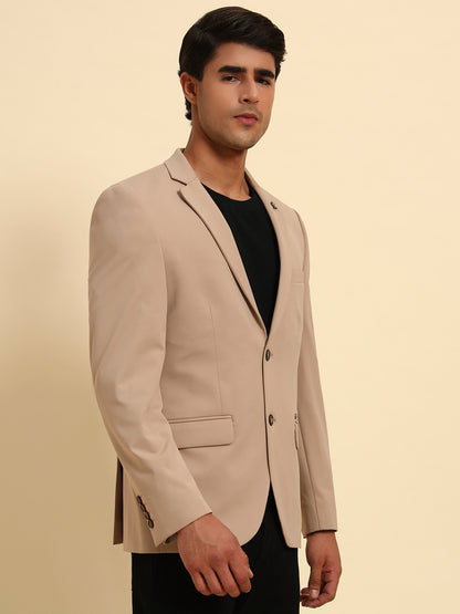 Blazer for Men | Premium Casual Blazer Slim Fit Notched Collar Polyester Fabric Solid Pattern