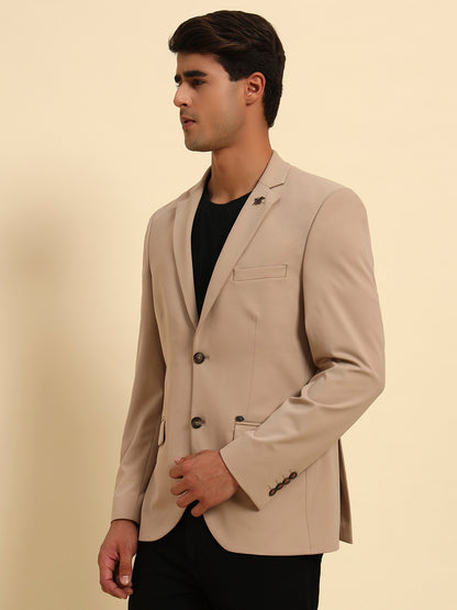 Blazer for Men | Premium Casual Blazer Slim Fit Notched Collar Polyester Fabric Solid Pattern