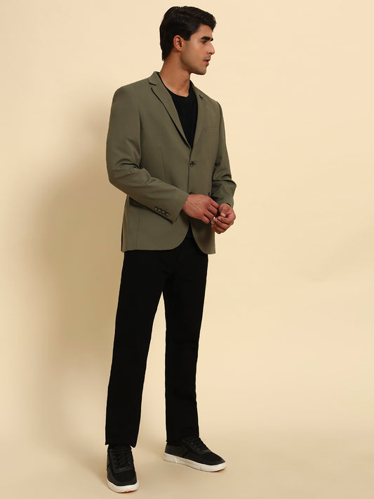 Blazer for Men | Premium Casual Blazer Slim Fit Notched Collar Polyester Fabric Solid Pattern