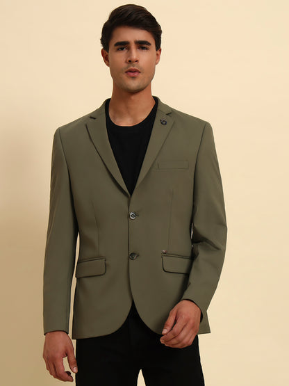 Blazer for Men | Premium Casual Blazer Slim Fit Notched Collar Polyester Fabric Solid Pattern
