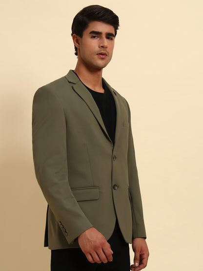Blazer for Men | Premium Casual Blazer Slim Fit Notched Collar Polyester Fabric Solid Pattern