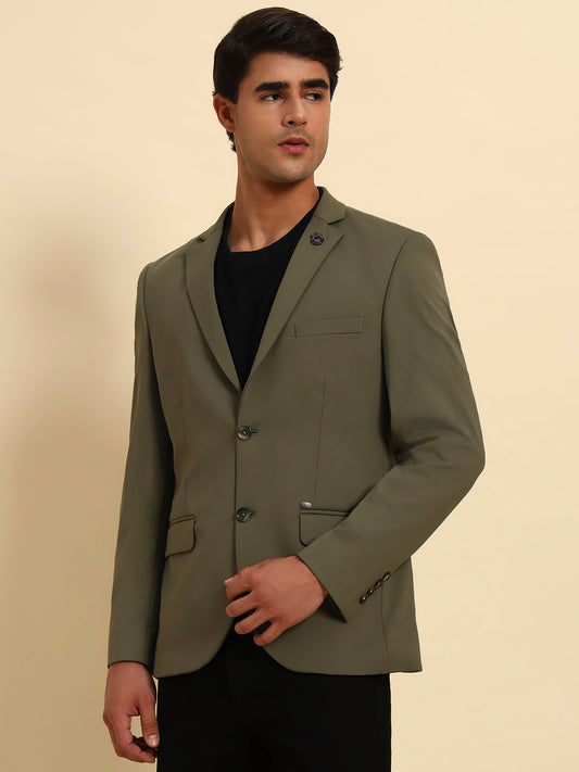 Blazer for Men | Premium Casual Blazer Slim Fit Notched Collar Polyester Fabric Solid Pattern