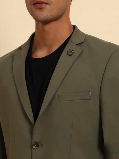 Blazer for Men | Premium Casual Blazer Slim Fit Notched Collar Polyester Fabric Solid Pattern