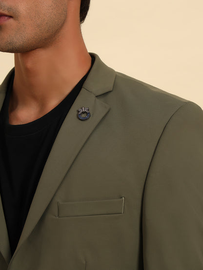 Blazer for Men | Premium Casual Blazer Slim Fit Notched Collar Polyester Fabric Solid Pattern
