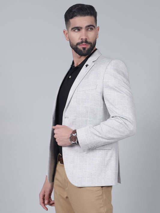 Blazer for Men | Premium Casual Blazer Slim Fit Notched Collar Terry Rayon Fabric Checkered Pattern