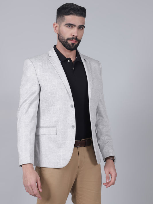 Blazer for Men | Premium Casual Blazer Slim Fit Notched Collar Terry Rayon Fabric Checkered Pattern