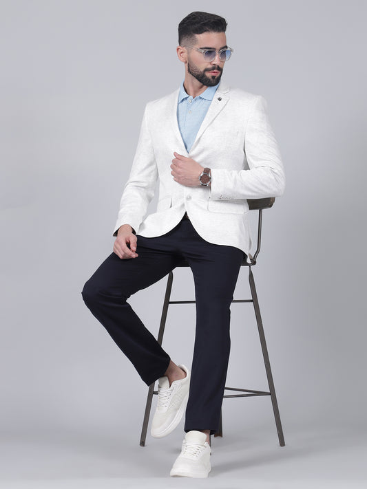 Off-White Checkered Casual Blazer for Men | Cantabil