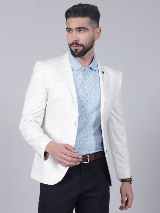 Off-White Checkered Casual Blazer for Men | Cantabil