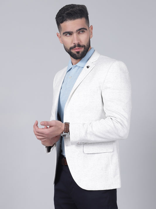 Off-White Checkered Casual Blazer for Men | Cantabil
