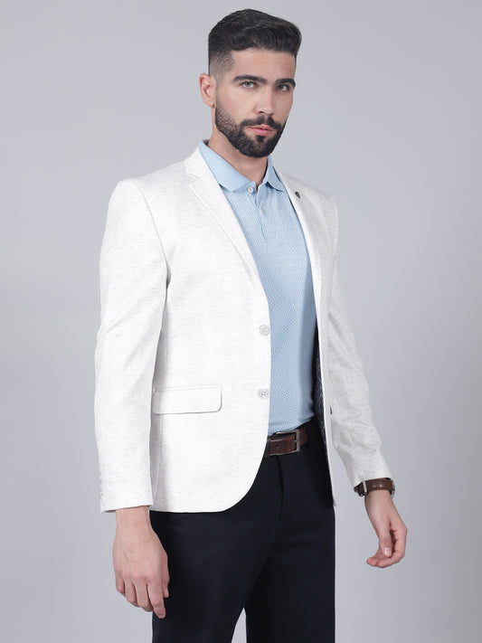 Off-White Checkered Casual Blazer for Men | Cantabil