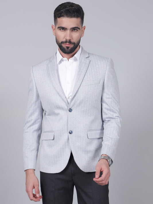 Blue Striped Casual Blazer for Men | Cantabil