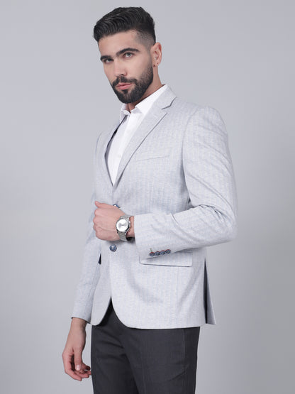 Blazer for Men | Premium Casual Blazer Slim Fit Notched Collar Terry Rayon Fabric Striped Pattern