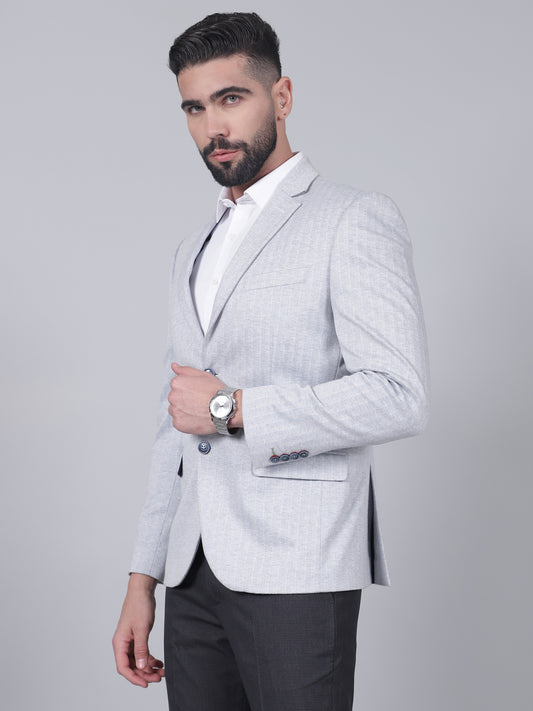 Blue Striped Casual Blazer for Men | Cantabil