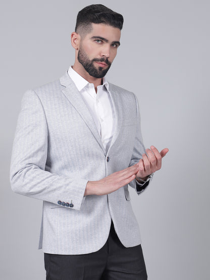 Blazer for Men | Premium Casual Blazer Slim Fit Notched Collar Terry Rayon Fabric Striped Pattern
