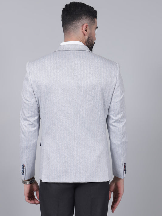Blue Striped Casual Blazer for Men | Cantabil