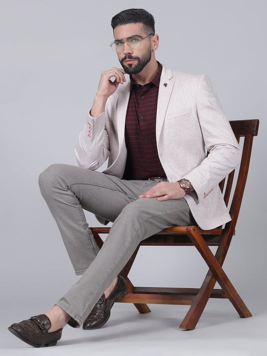 Pink Striped Casual Blazer for Men | Cantabil