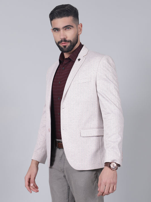 Pink Striped Casual Blazer for Men | Cantabil
